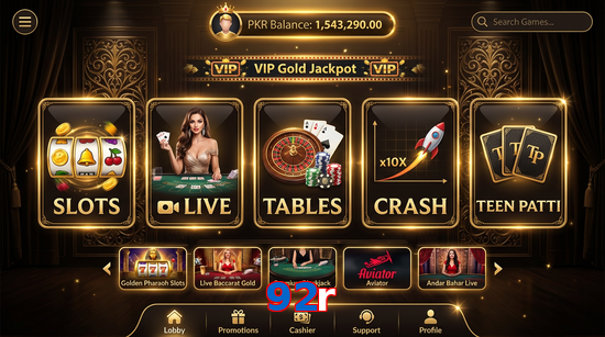 Main screen of 92R casino page for PK players